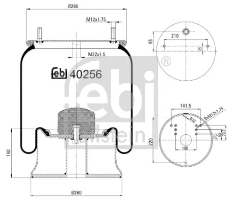 FEBI BILSTEIN FEBI BILSTEIN 40256 Febi Air Bag Suspension Spring For Mercedes-benz Actros Actros Mp2 / Mp3 At 