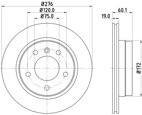 1x MINTEX MDC1053C Brake Disc