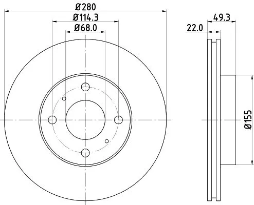 1x MINTEX MDC1080C Brake Disc