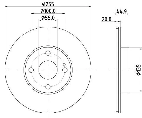 1x MINTEX MDC1295 Brake Disc