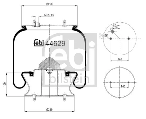 FEBI BILSTEIN FEBI BILSTEIN 44629 Febi Front Air Bag Suspension Spring For Scania 4 - Series Bus F - Series K 