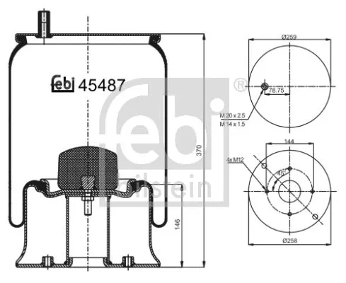 FEBI BILSTEIN FEBI BILSTEIN 45487 Febi Rear Air Bag Suspension Spring For Mercedes-benz Actros Mp2 / Mp3 Ateg 