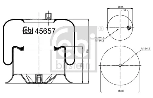 FEBI BILSTEIN FEBI BILSTEIN 45657 Febi Rear Air Bag Suspension Spring For Mercedes-benz Actros Actros Mp2 / M 