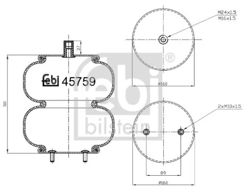FEBI BILSTEIN FEBI BILSTEIN 45759 Febi Non-steered Trailing Axle Air Bag Suspension Spring For Renault Trucks 