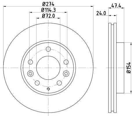 1x MINTEX MDC1543 Brake Disc