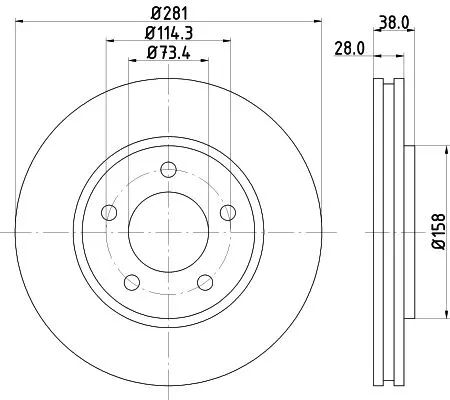 1x MINTEX MDC1555 Brake Disc