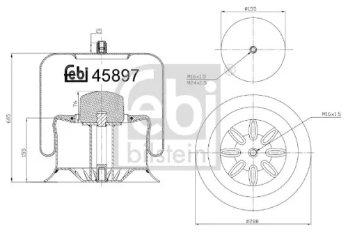 FEBI BILSTEIN FEBI BILSTEIN 45897 Febi Front Rear Air Bag Suspension Spring For Mercedes-benz Actros Actros M 