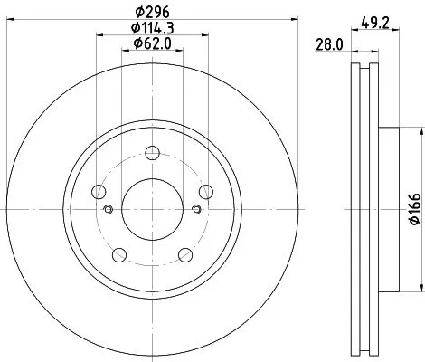 1x MINTEX MDC1564 Brake Disc