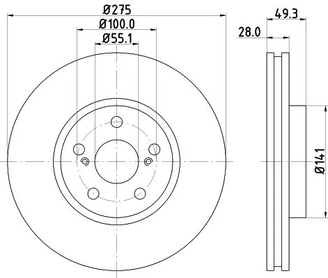 1x MINTEX MDC1584 Brake Disc