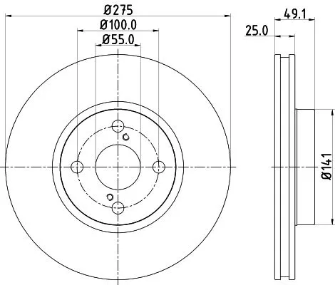 1x MINTEX MDC1588 Brake Disc
