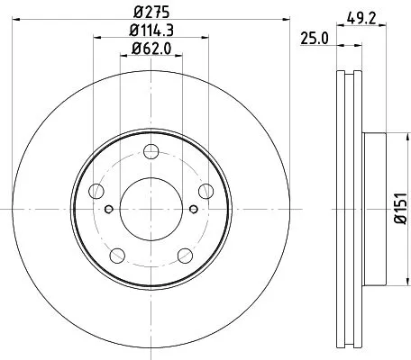 1x MINTEX MDC1590 Brake Disc