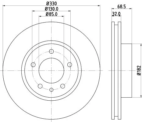 1x  MINTEX Brake Disc MDC1610LC 330