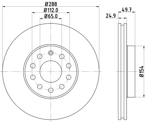 1x  MINTEX Brake Disc MDC1638C 288