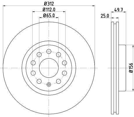 1x  MINTEX Brake Disc MDC1706C 312