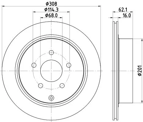 1x  MINTEX Brake Disc MDC1820 308