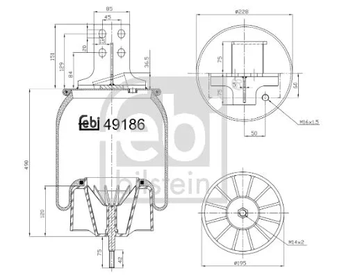 FEBI BILSTEIN FEBI BILSTEIN 49186 Febi Rear Air Bag Suspension Spring For Iveco Eurostar Eurotech Mh Eurotech 