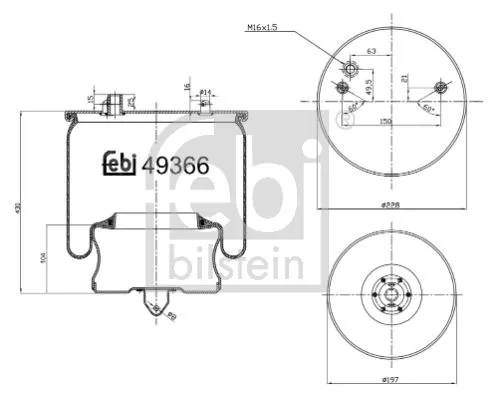 FEBI BILSTEIN FEBI BILSTEIN 49366 Febi Rear Air Bag Suspension Spring For Volvo 7300 8500 8700 9700 9900 B12 