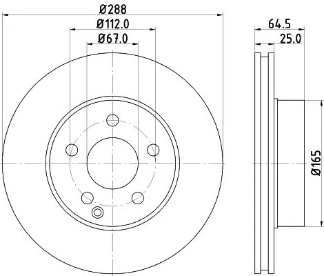 1x  MINTEX Brake Disc MDC2057C 288