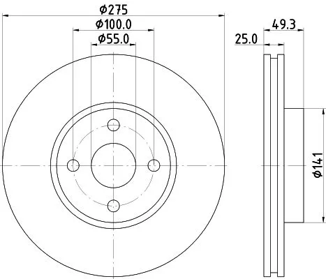 1x MINTEX MDC2088 Brake Disc