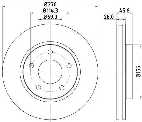 1x MINTEX MDC2225 Brake Disc