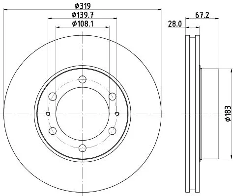 1x MINTEX MDC2260 Brake Disc