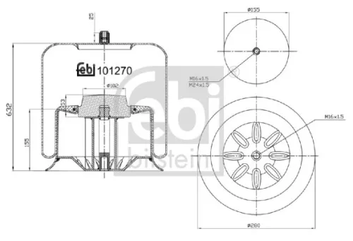 FEBI BILSTEIN FEBI BILSTEIN 101270 Febi Rear Air Bag Suspension Spring For Mercedes-benz Actros Actros Mp2 / M 