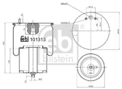 FEBI BILSTEIN FEBI BILSTEIN 101313 Febi Rear Air Bag Suspension Spring For Volvo Fh12 Fh16 Fl12 Fm12 Fm7 Nh12 