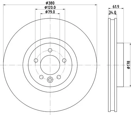 1x MINTEX MDC2334C Brake Disc