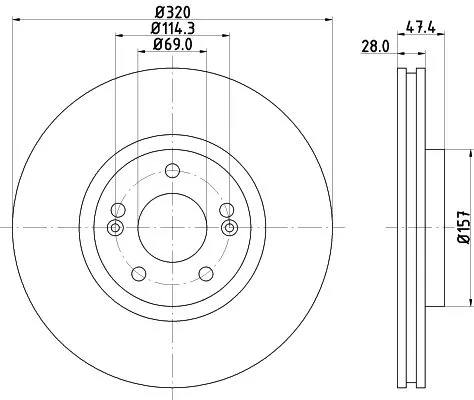 1x MINTEX MDC2343 Brake Disc