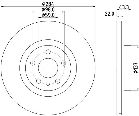1x MINTEX MDC2485 Brake Disc