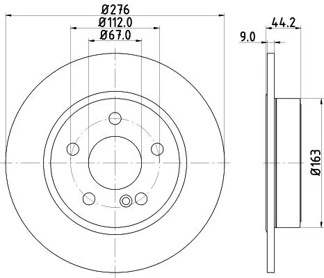1x  MINTEX Brake Disc MDC2522 276