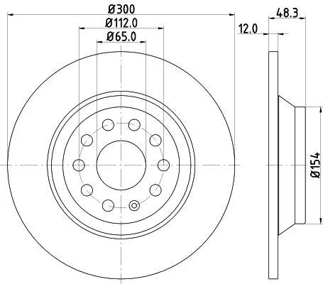 1x  MINTEX Brake Disc MDC2527 300