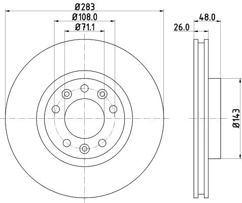 1x MINTEX MDC2600C Brake Disc