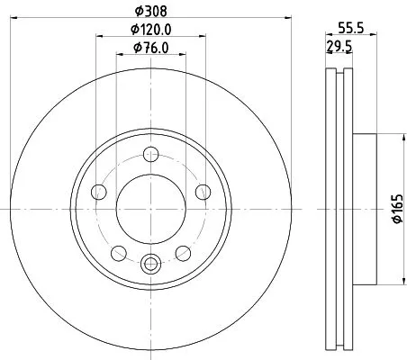 1x  MINTEX Brake Disc MDC2729C 308