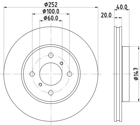 1x  MINTEX Brake Disc MDC2813C 252