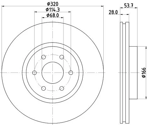 1x MINTEX MDC2846C Brake Disc