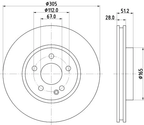 1x MINTEX MDC2861C Brake Disc