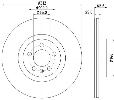 1x MINTEX MDC2865C Brake Disc
