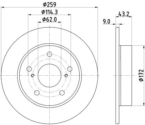 1x MINTEX MDC2908C Brake Disc