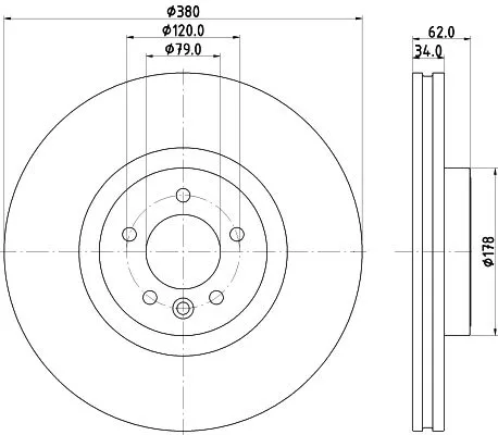 1x MINTEX MDC2945C Brake Disc