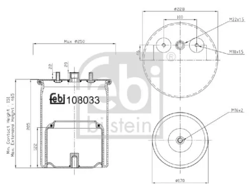FEBI BILSTEIN FEBI BILSTEIN 108033 Febi Non-steered Trailing Axle Air Bag Suspension Spring For Daf Cf 
