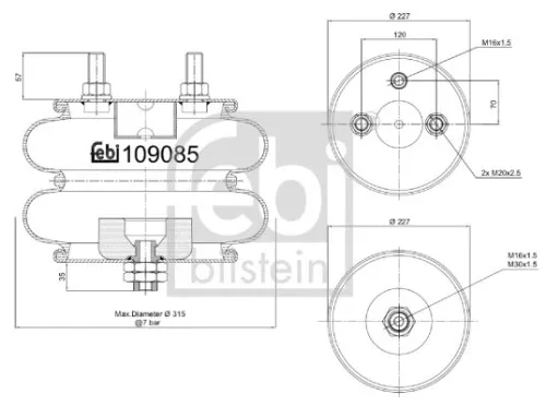 FEBI BILSTEIN FEBI BILSTEIN 109085 Febi Air Bag Suspension Spring 