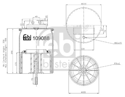 FEBI BILSTEIN FEBI BILSTEIN 109088 Febi Rear Air Bag Suspension Spring For Iveco Eurostar Eurotech Mh Eurotech 