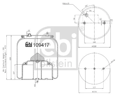 FEBI BILSTEIN FEBI BILSTEIN 109417 Febi Non-steered Leading Axle Air Bag Suspension Spring For Scania 2 - Seri 