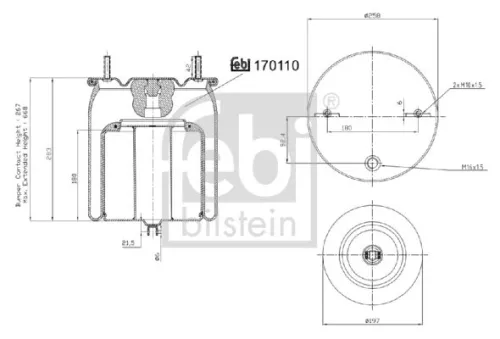 FEBI BILSTEIN FEBI BILSTEIN 170110 Febi Front Air Bag Suspension Spring For Volvo Fh12 Fh16 Fh16 Ii Fm10 Fm12  