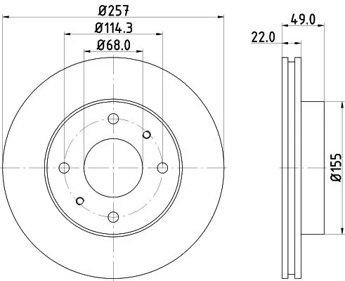 1x MINTEX MDC584C Brake Disc