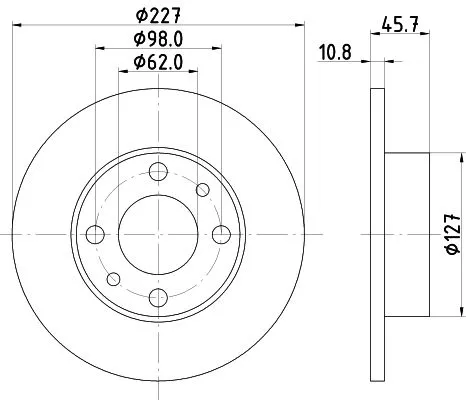 1x  MINTEX Brake Disc MDC6 227