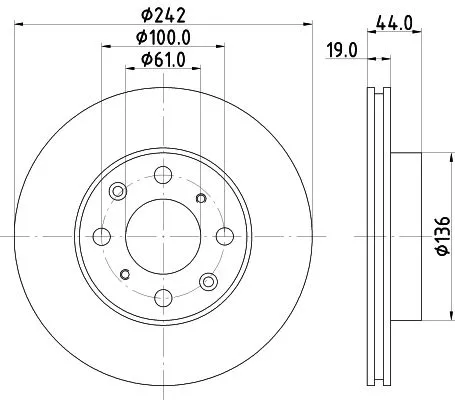1x MINTEX MDC645 Brake Disc