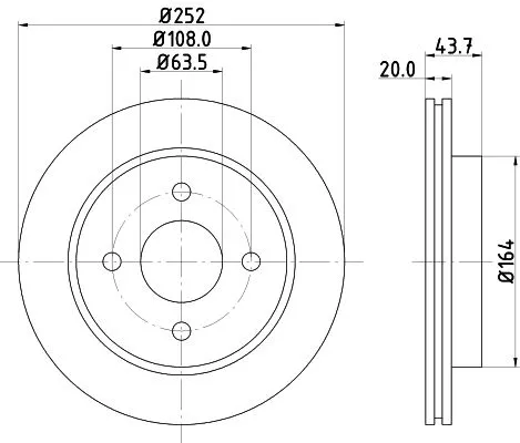 1x MINTEX MDC774 Brake Disc