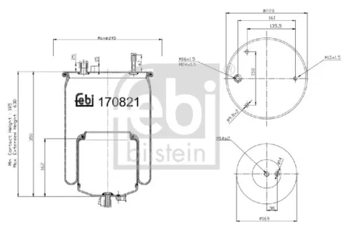 FEBI BILSTEIN FEBI BILSTEIN 170821 Febi Rear Air Bag Suspension Spring For Volvo Fh Fh Ii Fh Iii Fh16 Fh16 Ii  